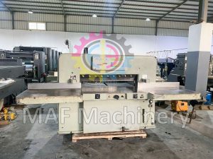 FTP 115 paper cutter with air table, safety light beam, and fully programmed system